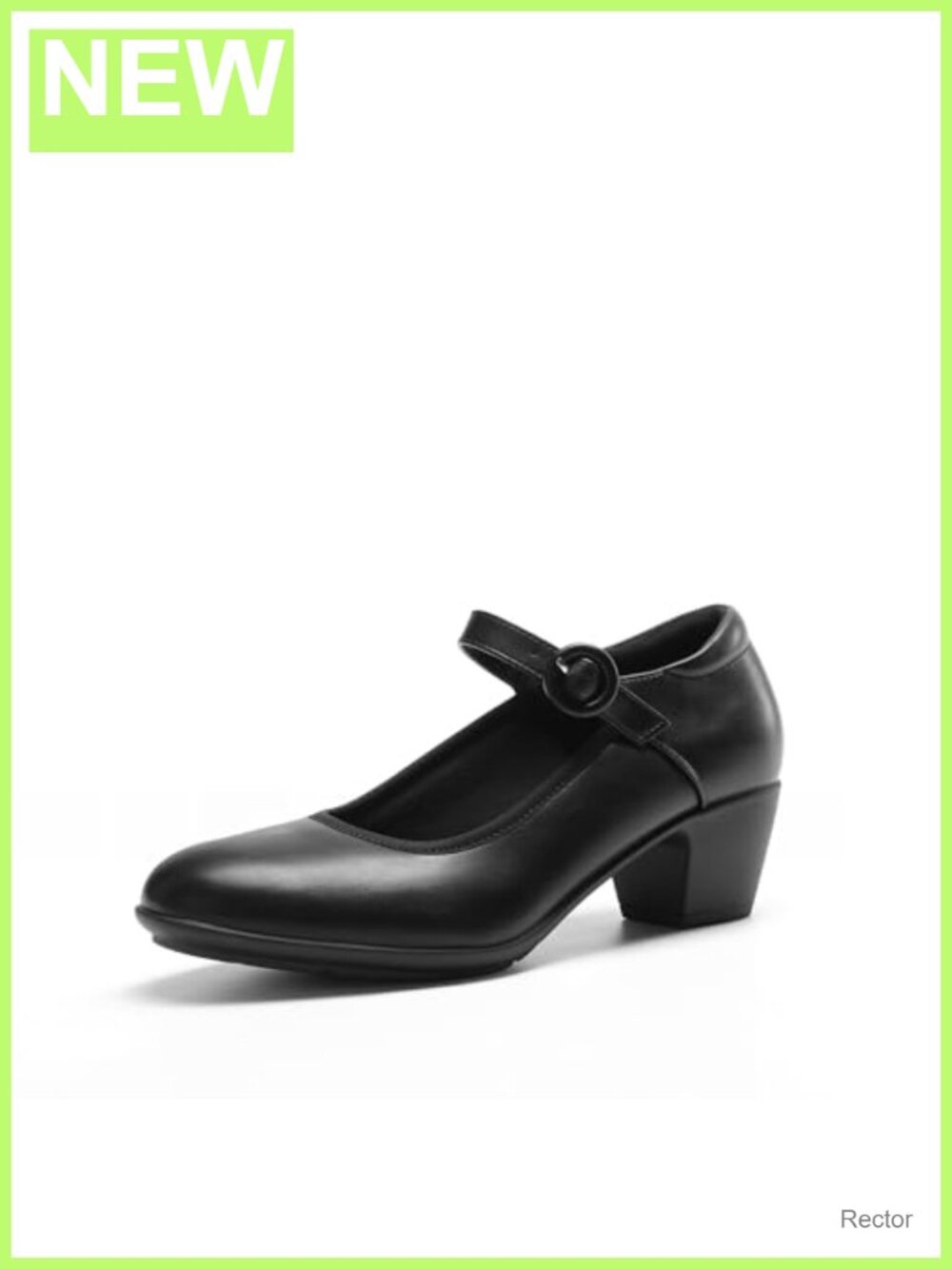 Faux Leather Mary Jane Block Heel Pumps - Arch Support, Slip-Resistant